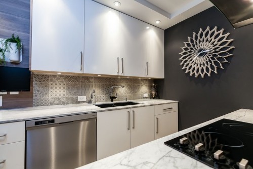 Murs métalliques pour ameublement de cuisine ameublement de cuisine de zone d'accent gris