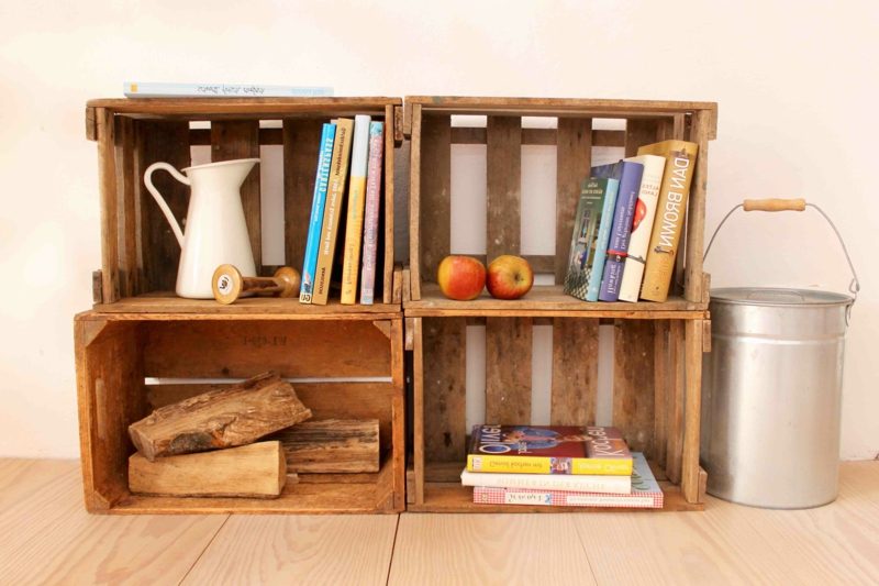 Upcycling ötletek polcrendszer dobozokból Polcötletek dobozokból álló polcrendszer újrahasznosításához