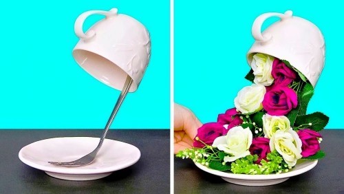 A tavaszi dekorációra vonatkozó ötletek a lebegő teáscsészéket könnyebbé teszik, mint amilyennek látszik 45 friss és egyszerű ötlet a tavaszi dekorációhoz, hogy a virágok kiáramoljanak a csésze használati utasításaiból