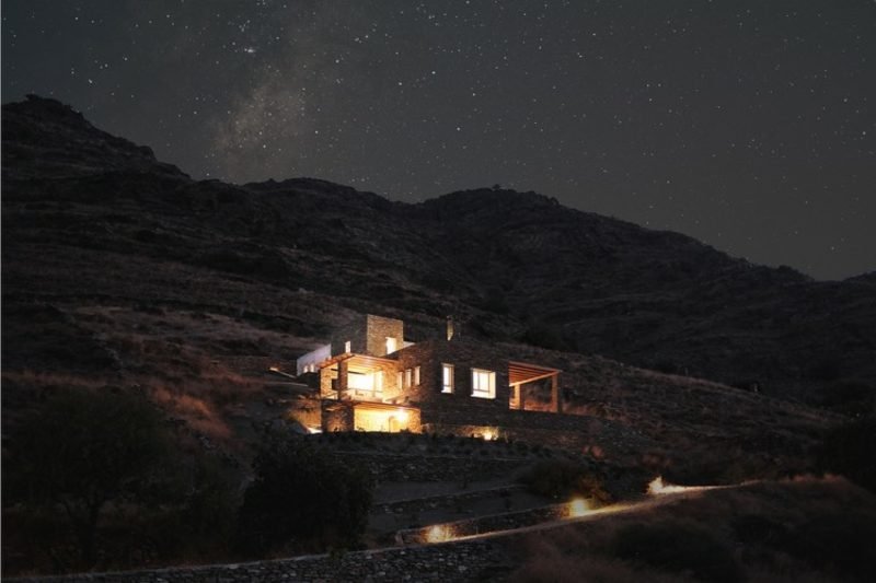 Illuminazione notturna Cottage Island Kea Case da sogno Illuminazione notturna dell'isola di Kea