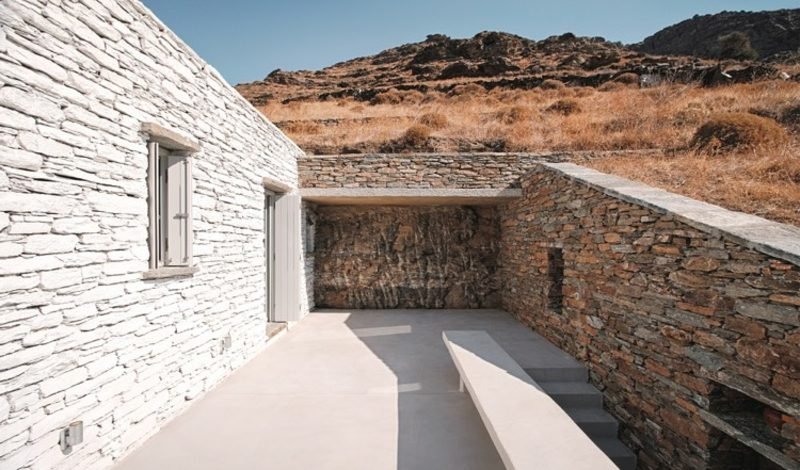 Isola da sogno dell'architettura di Kea nuove case island kea facciata in pietra e cemento