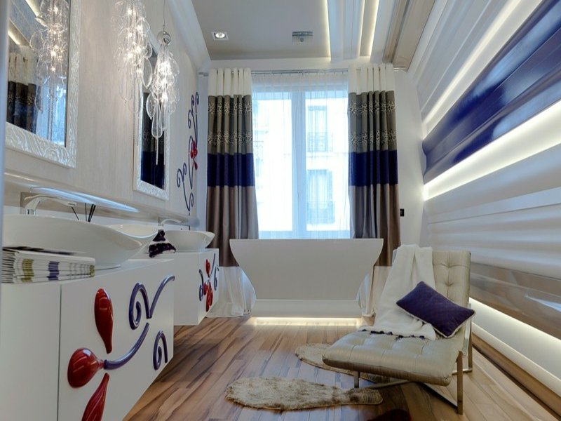 eredeti és érdekes faltervezés az álom fürdőszobában