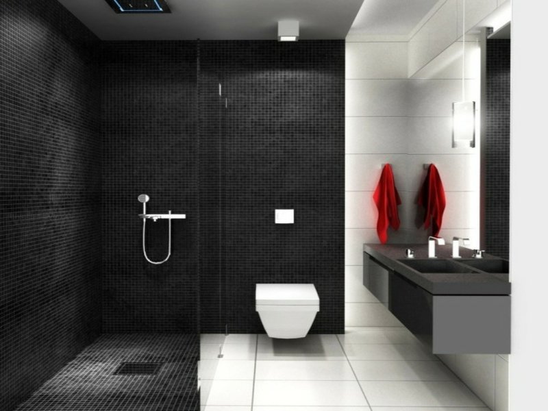 gyönyörű üvegfal az álom fürdőszobában