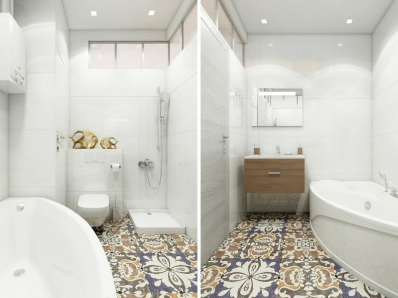 extravagáns mintás padlólap az álom fürdőszobában