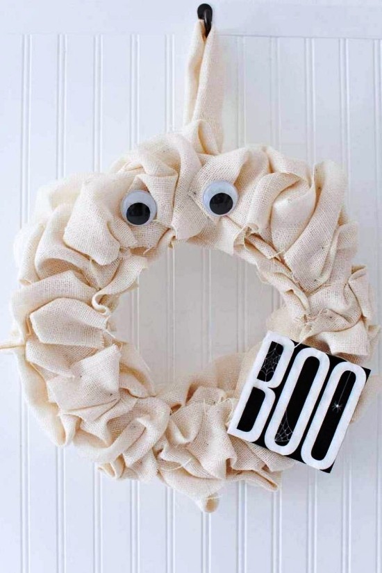 Hátborzongató Halloween koszorú szellem kézműves Ötletek a kísértetek hátborzongató koszorú szellemévé