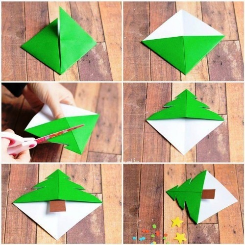 Készítsen könyvjelzőket magának a karácsonyfa origami utasításokra Készíts magadnak könyvjelzőket a karácsonyfa sarkában