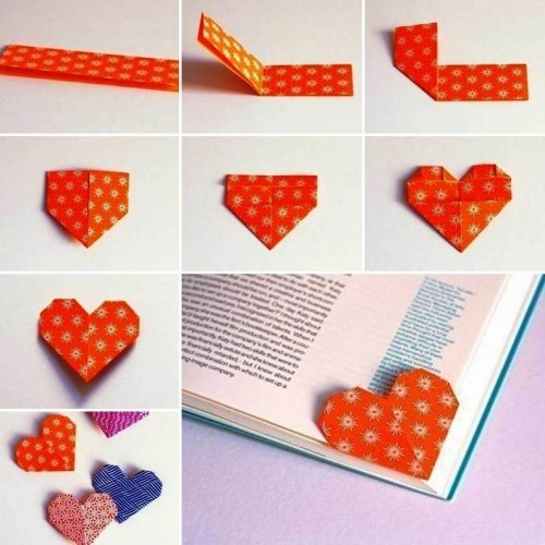 Készíts könyvjelzőket magadnak Valentin -napi origami szívvel Csinálj magadnak könyvjelzőket szív sarok