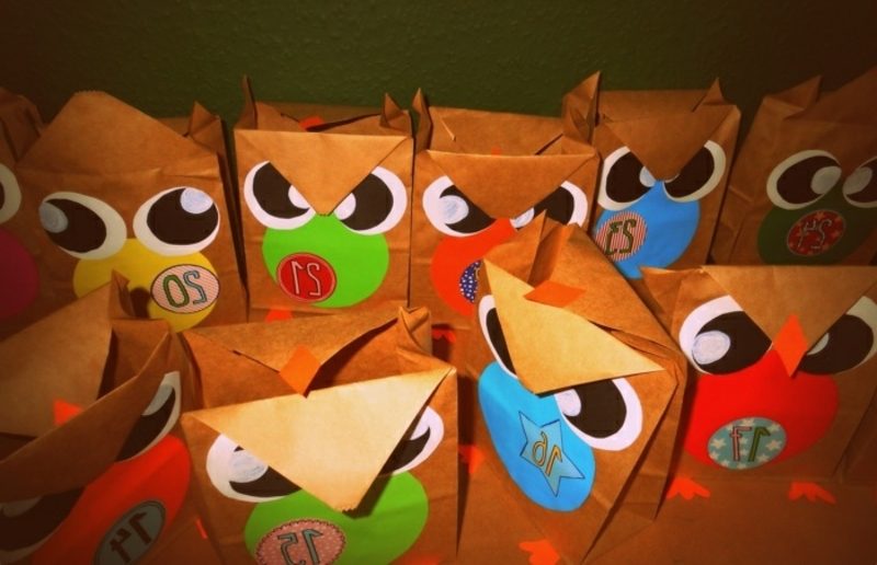 Adventski kalendar smiješne papirnate sove