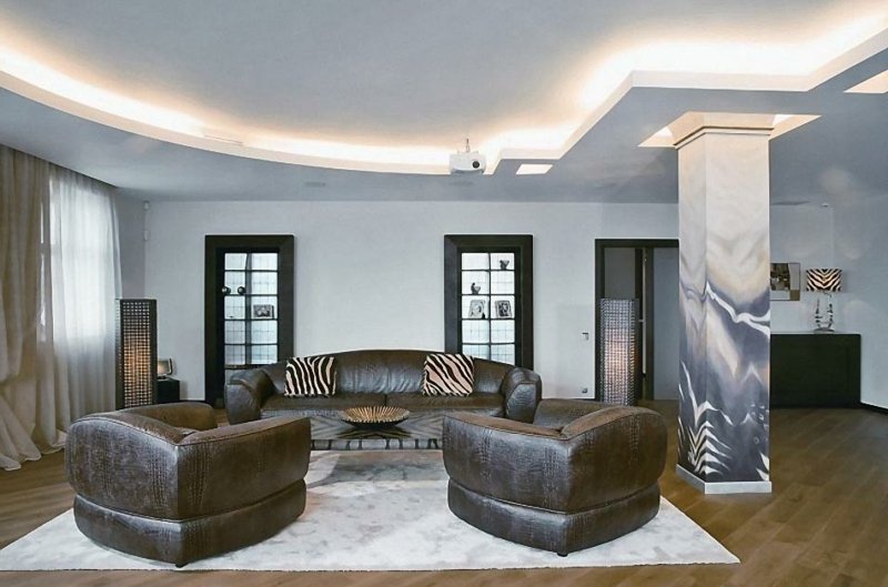 moderan dnevni boravak Afrički naglasci neizravna rasvjeta