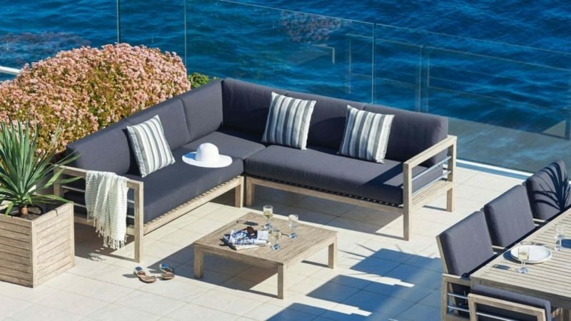 Arredo lounge Poltrone da esterno Cuscini Soffa Meer mobili da salotto set da esterno in blu