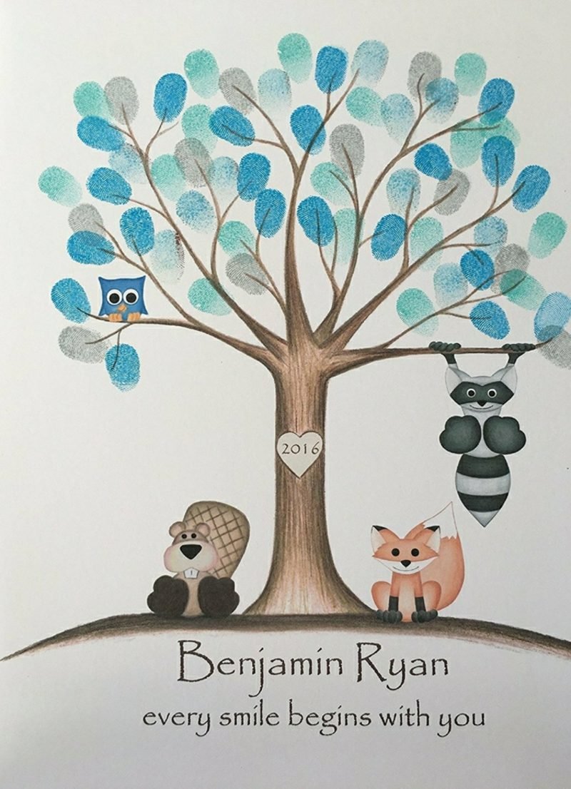 Faire des empreintes digitales avec des enfants en forme d'arbre