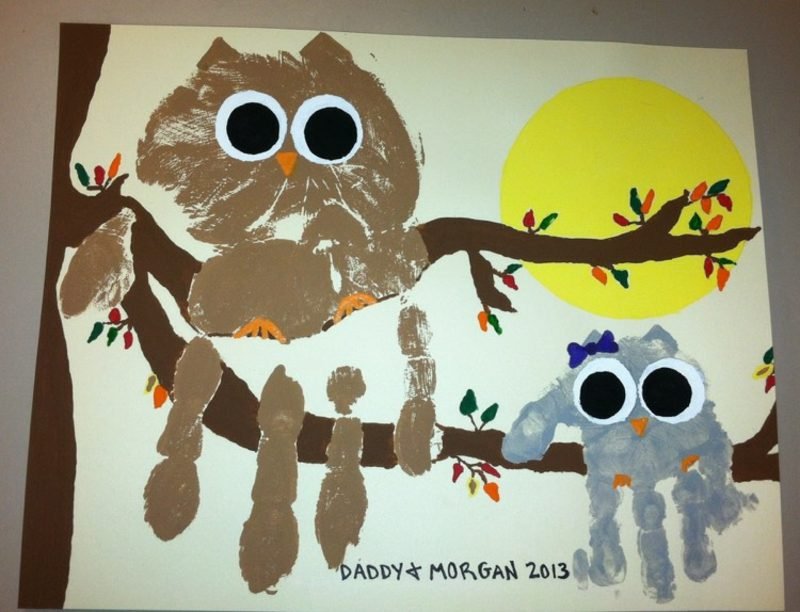 Otisci šaka sova prekrasna zanatska ideja Otisci prstiju s djecom čine sove