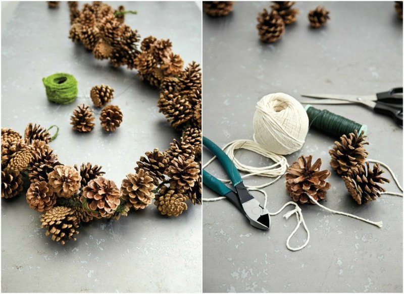 Božićne zanatske ideje Izrada božićnih vijenaca od prirodnih materijala odlična