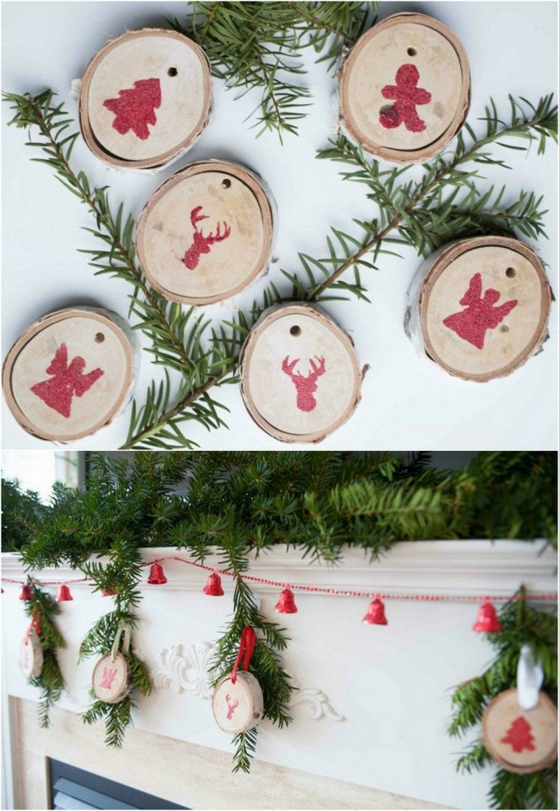 divni božićni ukrasi drveni diskovi Ručni radovi od prirodnih materijala Božićni drveni diskovi