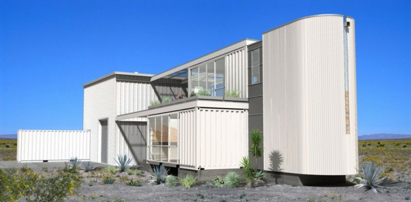 maison conteneur dans le désert de Mojave par Ecotech Design View