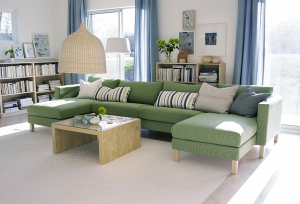 nappali díszítő zöld kanapé csillár Állítsa be a nappali zöld kanapéját