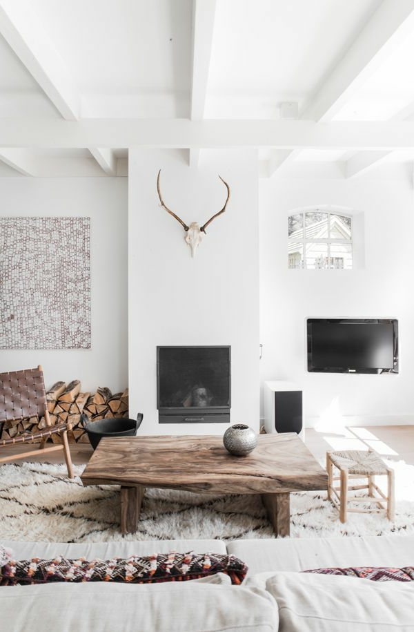 nappali design rusztikus asztal skandináv stílusú faldekoráció nappali design rusztikus asztal skandináv stílusban