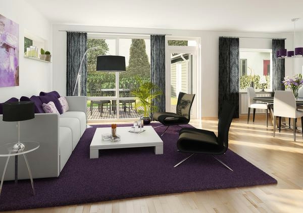 nappali design lila szőnyeg belső fekete fehér nappali design lila szőnyeg belső fehér fekete