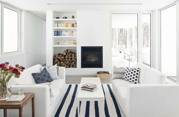 nappali design fehér nappali bútorok kék elemek virágok nappali design fehér nappali bútorok kék elemek