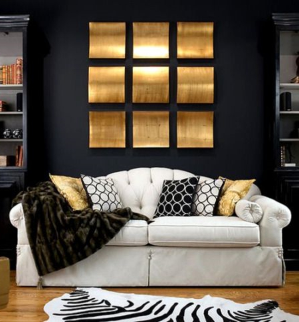 tervezési lehetőségek nappali fehér kanapé dobópárnák fekete fal tervezési lehetőségek nappali fehér kanapé dobópárnák