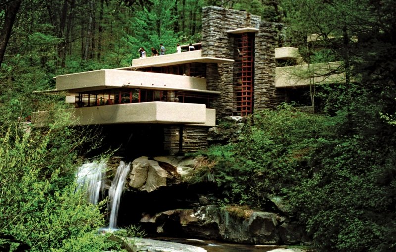 l'extérieur de la maison Fallingwater Façade de la maison Fallingwater