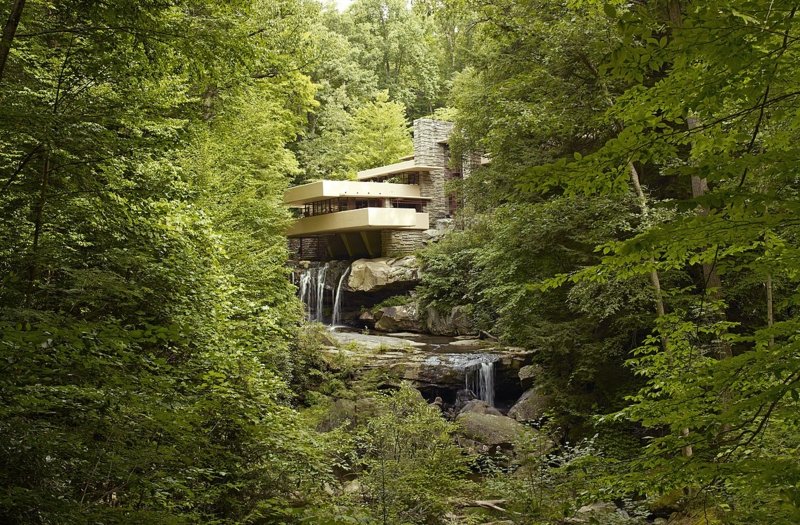 Fallingwater House de l'extérieur architecture moderne Frank Lloyd Wright