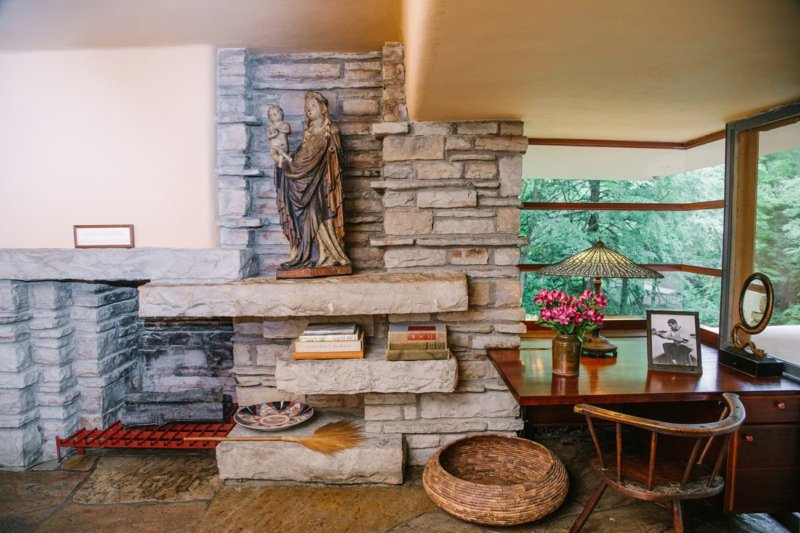 Intérieur de la maison Fallingwater Revêtement mural statue en pierre élégante