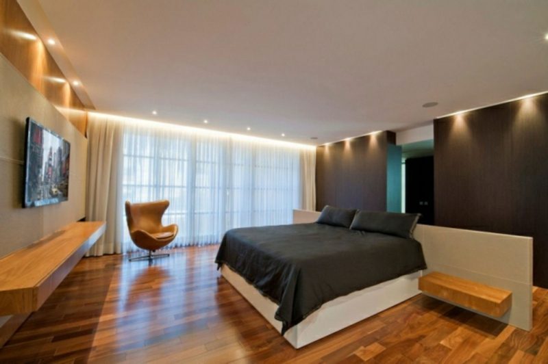 Allestimento camera da letto in parquet Pavimenti design camera da letto parquet illuminazione led