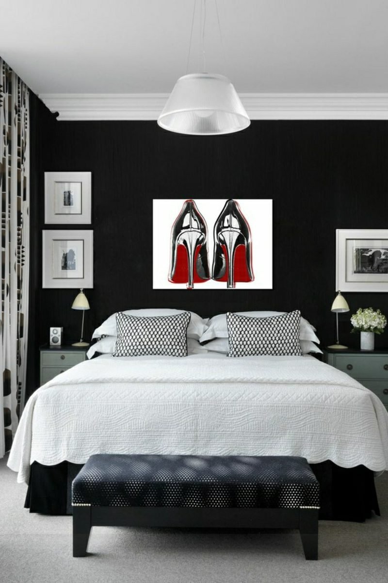 camera da letto moderna in bianco e nero foto originale scarpe da donna con tacco Immagini per idee ispiratrici per la camera da letto