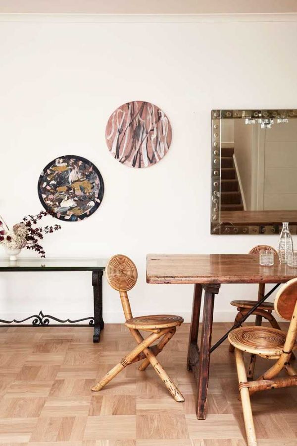 Mur d'images avec deux tableaux ronds grand mur d'images rond œuvres d'art