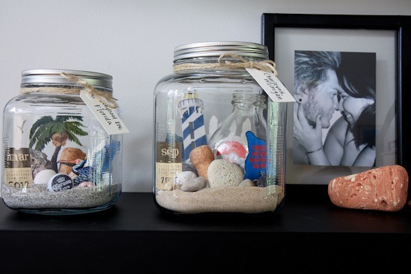 Barattoli di vetro da spiaggia deco per le vacanze