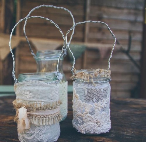 Barattoli di vetro decoro pizzo
