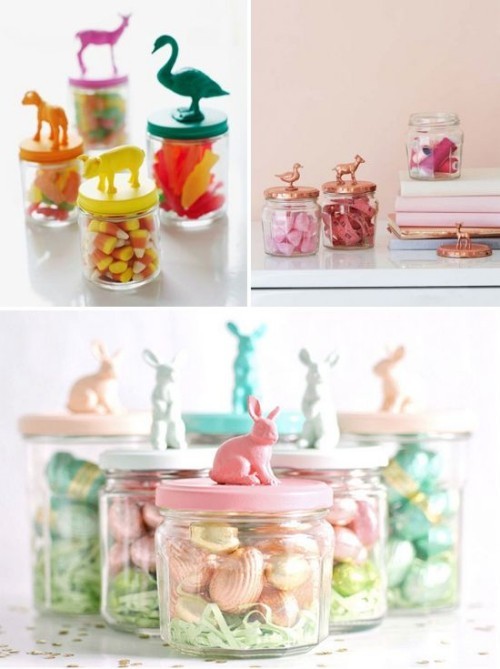 Coperchi animali di vasetti di vetro