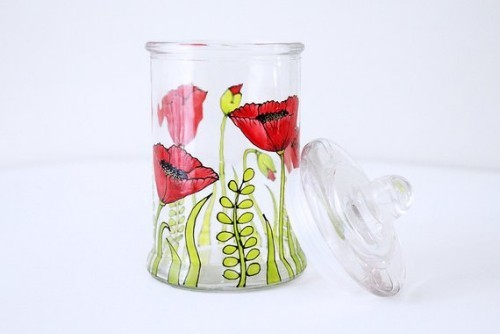 Vasi di vetro papavero pittura deco