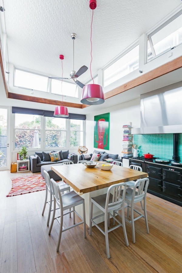 eklektičan kuhinjski namještaj sa svjetlima u boji moderna kuhinjska oprema kuhinjske ideje kuhinjski namještaj