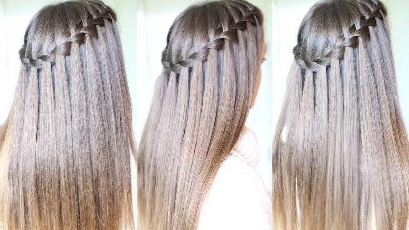 Coiffures tressées tresse cascade cheveux longs