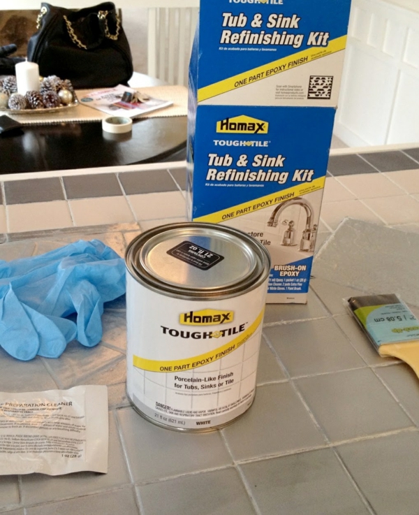 i materiali necessari per dipingere le piastrelle Idee per le piastrelle del bagno Esempi per il bagno Colore delle piastrelle per la vernice del bagno