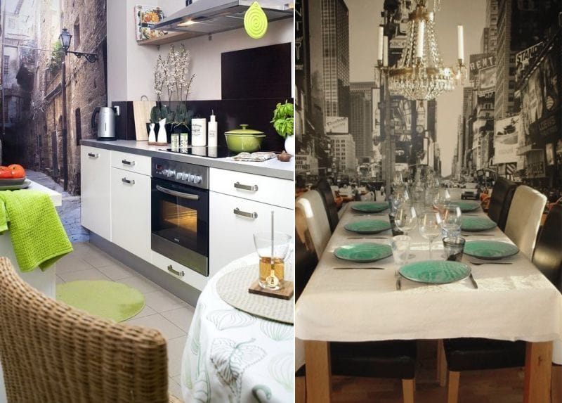 Фотозаписи с градска тематика в интериора на кухнята