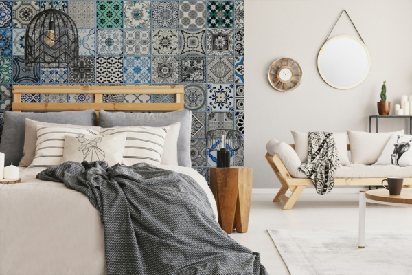 Nebeski lijep interijer Zidni mural za uzorak pločica spavaće sobe