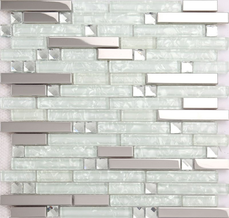 mosaïque de verre aspect inox