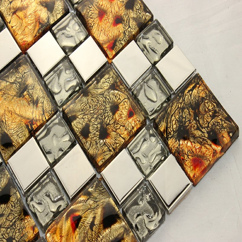 mosaïque de verre marron gris cuivre