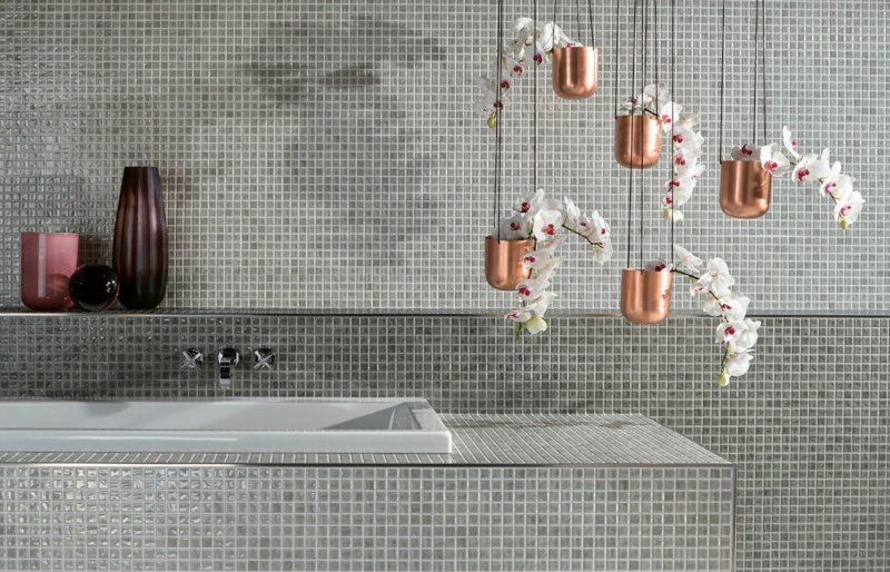 salle de bain en mosaïque de verre