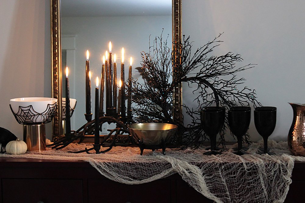 Decorazione di Halloween tavolo nero elegante