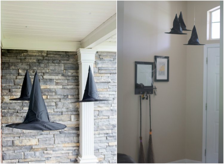 Cappelli da strega fluttuanti decorano il corridoio