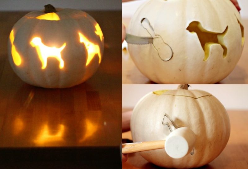 La citrouille sculpte des idées de bricolage créatives avec des moules à biscuits Sculpture de citrouille d'Halloween avec des formes de biscuits