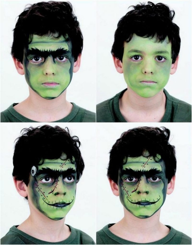 Halloween arcfestés gyerekek Frankenstein