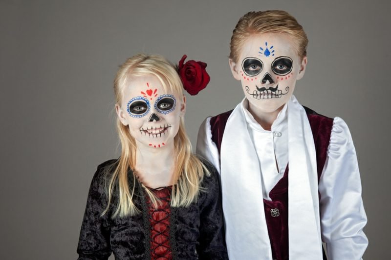 Halloween arcfestés gyerekek La Catrina fiú és lány