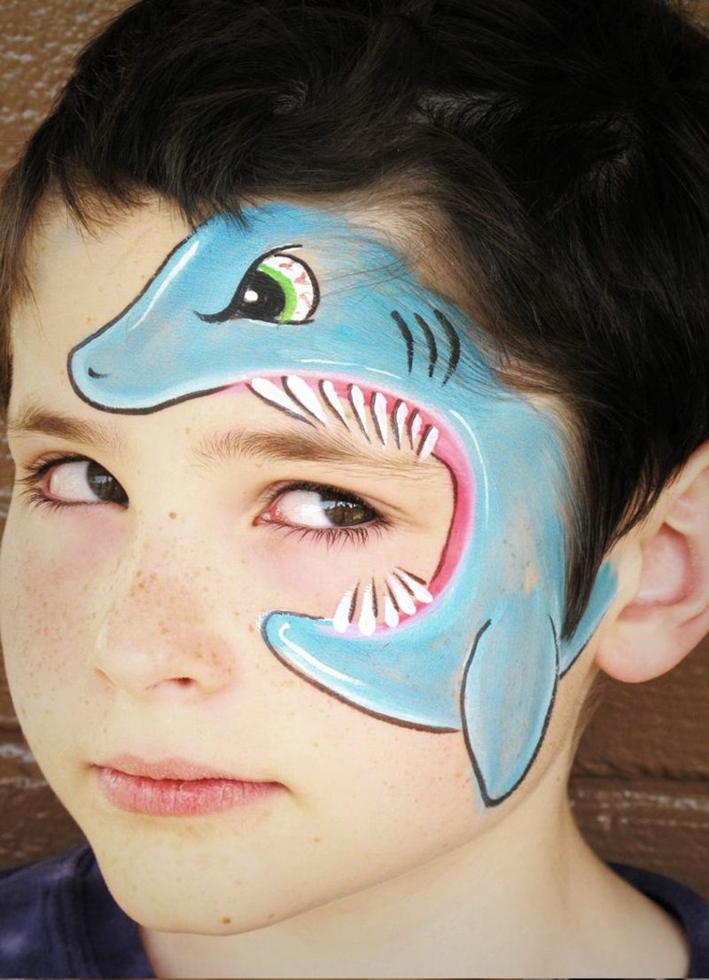 Halloween arcfestés gyermekek cápa