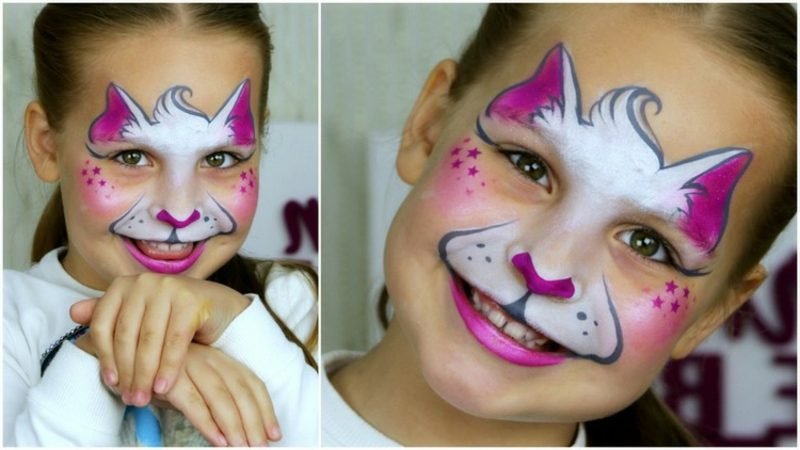 Halloween arcfestés gyerekek macska