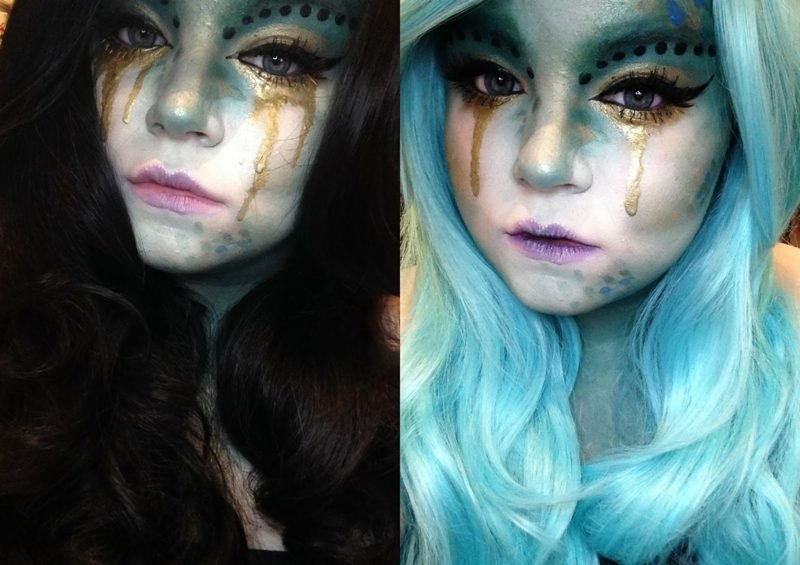 Halloween arcfestés gyermekek boszorkány paróka